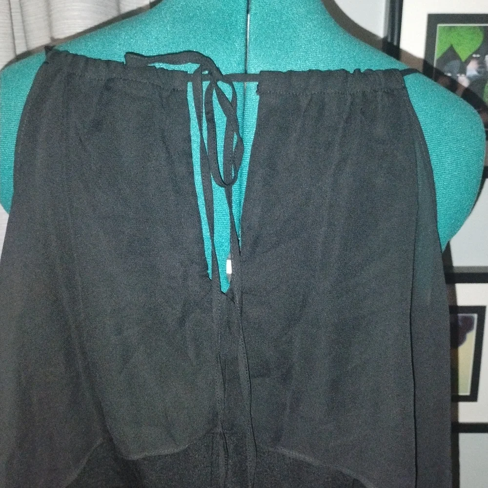 NY Collection Chiffon Cold Shoulder Maxi Dress in Black Sz L NWT - Picture 7 of 14